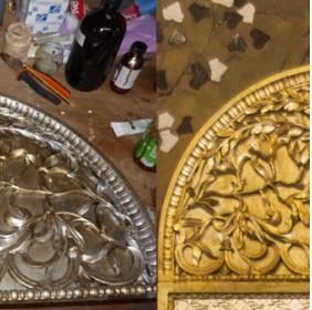 Details of the mirrors: before and after
