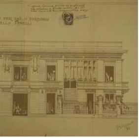 Drawing of the right side of the facade of Villa Argentina