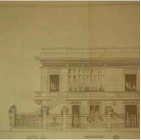 Drawing of the left side of the facade of Villa Argentina