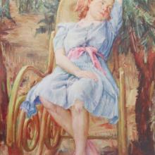 Angela in giardino, 1941 - olio su tavola - Ettore di Giorgio