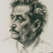 Giacomo Puccini - carboncino su cartone - Inaco Biancalana