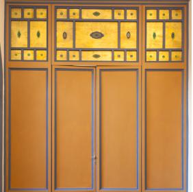 Closed door in the main entrance of the Villa