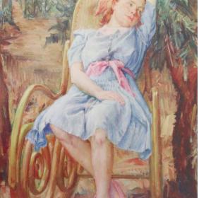 Angela in giardino, 1941 - olio su tavola - Ettore di Giorgio