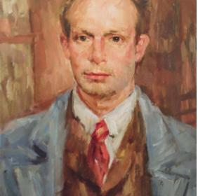 Autoritratto con cravatta rossa, 1940 - olio su cartone -  Ettore di Giorgio