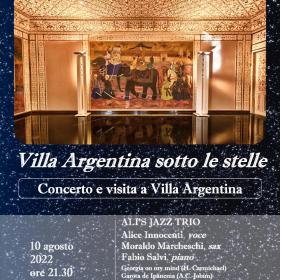 locandina “Villa  Argentina sotto le stelle” 10 agosto 2022