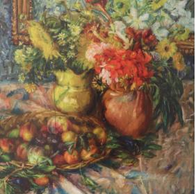 Vasi di fiori con specchio, 1942 - olio su tavola - Ettore di Giorgio