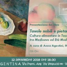 Invito alla presentazione del libro "Tavole nobili e pietanze quotidiane - Cultura alimentare in Toscana tra Medioevo ed Età Moderna”